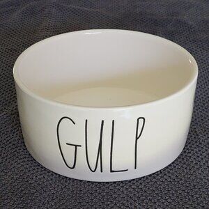 Rae Dunn Medium "GULP" Cream & Black Food/Water Bowl for Pets
